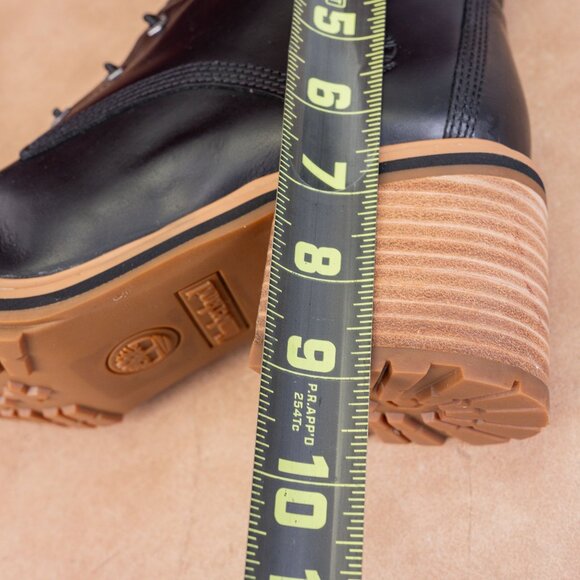 Timberland Women Sienna Black Leather Zip Lace Lug Combat Ankle Boots sz 9.5 - Picture 6 of 8